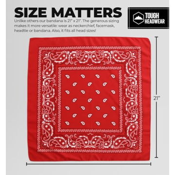Tough Headwear Large Bandana Headband - Handkerchief Bandanas for Men & Women - Cowboy Scarf - Paisley Bandana Pack