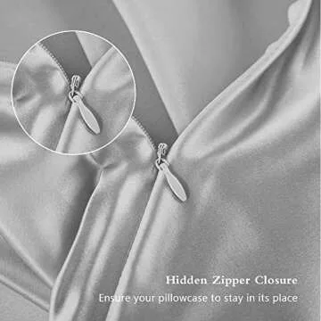 Silk Pillowcase for Hair and Skin, Mulberry Silk Pillow Cases Standard Size, Soft Anti Acne Cooling Sleep Both Sides Natural Silk Satin Pillow Covers with Hidden Zipper, Gifts for Women Men, Grey