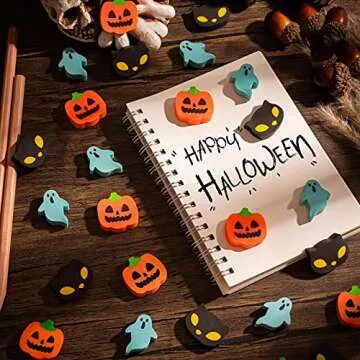 YGAOHF 60 Pack Halloween Mini Erasers - Cute Halloween Erasers for Kids Bulk, Fun Pumpkin Ghost Bat ...