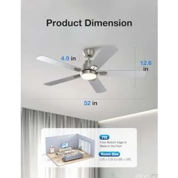 Warmiplanet 52" Indoor Ceiling Fan with Lights and Remote Control