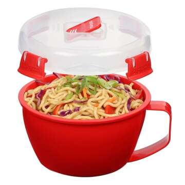 Sistema Microwave Noodle Bowl | 940ml. Microwave Food Container with Steam Release Vent | BPA-Free |...