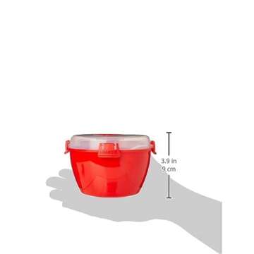 Sistema Microwave Noodle Bowl | 940ml. Microwave Food Container with Steam Release Vent | BPA-Free | Red [1109]