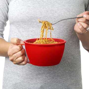 Sistema Microwave Noodle Bowl | 940ml. Microwave Food Container with Steam Release Vent | BPA-Free | Red [1109]