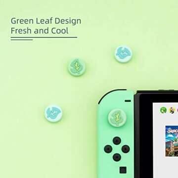 YOCORE Thumb Grip Caps for Switch / OLED / Switch Lite -Soft Silicone Joystick Cover Caps - 4 PCS,Green Leaf