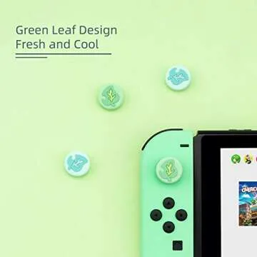 YOCORE Thumb Grip Caps for Switch / OLED / Switch Lite -Soft Silicone Joystick Cover Caps - 4 PCS,Green Leaf