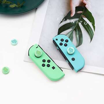 YOCORE Thumb Grip Caps for Switch / OLED / Switch Lite -Soft Silicone Joystick Cover Caps - 4 PCS,Green Leaf
