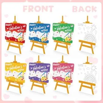 GOAUS Valentines Day Gifts for Kids, 24 Pack Easel-Shaped Valentines Cards with Watercolor Paint Sets for School Boys Girls Classroom Preschool Party Favors Class Prizes