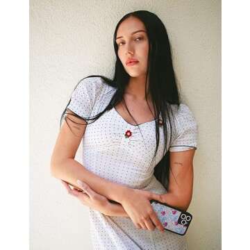 Wildflower Cases - Lovey Dovey Case, Compatible with Apple iPhone 15 Pro | Pink, White, Floral, Doves, Trendy, Cute - Protective Black Bumper, 4ft Drop Test Certified, Women Owned Small Business