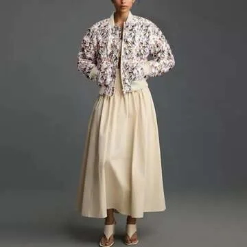 Stylish Shiyifa Women's Embroidered Cropped Bomber Jacket