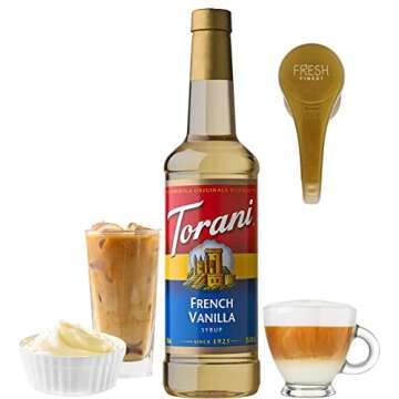 French Vanilla Syrup for Coffee 25.4 Ounces for French Vanilla Flavored Coffee Syrup with Fresh Finest Syrup Pump Dispenser