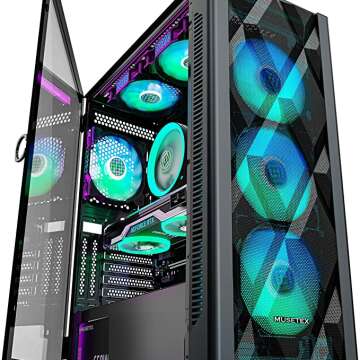 MUSETEX Tempered Glass Mid Tower PC Case | RGB Fans