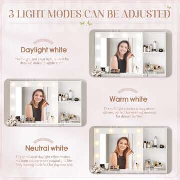 Furmax Vanity Desk with LED Light and Power Outlet