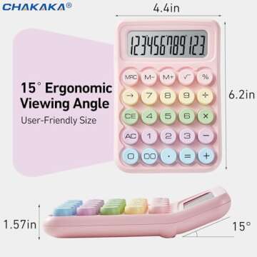 Electronic Calculator,12 Digits Large LCD Display Small Desktop Calculator,Pink Basic Calculators wi...