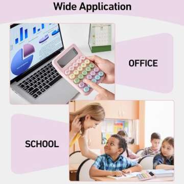 Electronic Calculator,12 Digits Large LCD Display Small Desktop Calculator,Pink Basic Calculators with Big Buttons,Easy to Press Mechanical Switch Calculator Office Supplies for Home and School (Pink)