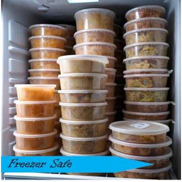 Mr Miracle 8OZ Deli Containers with Lids - 15 Pack of 8 oz Clear Airtight Reusable Plastic Food and Multi-Purpose Deli Containers - Microwave, Freezer, and Dishwasher Safe