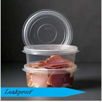 Mr Miracle 8OZ Deli Containers with Lids - 15 Pack of 8 oz Clear Airtight Reusable Plastic Food and Multi-Purpose Deli Containers - Microwave, Freezer, and Dishwasher Safe