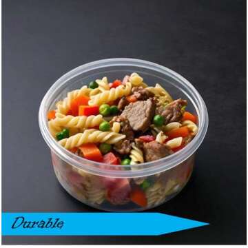 Mr Miracle 8OZ Deli Containers with Lids - 15 Pack of 8 oz Clear Airtight Reusable Plastic Food and Multi-Purpose Deli Containers - Microwave, Freezer, and Dishwasher Safe