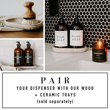 Sweet Water Decor Amber Plastic Jar | Refill Shampoo Dispenser | 16 oz Refillable Bottle with Pump | White Waterproof Label with Black Text | Rustic, Modern, Farmhouse Gift (Shampoo)