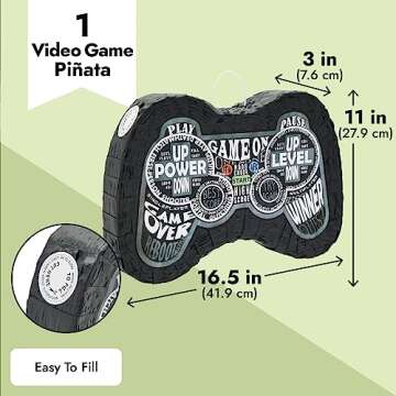 Juvale Video Game Pinata for Boys, Gamer Birthday Decorations and Party Supplies, Controller Shaped (Small, 16.5x11x3 in)