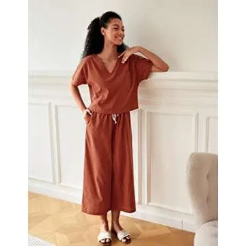 Ekouaer Women's Cotton Linen Lounge Set - Comfort Meets Style