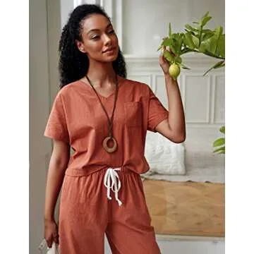 Ekouaer Women's Cotton Linen Lounge Set - Comfort Meets Style