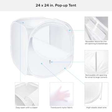 Julius Studio 24 x 24 inch Light Box with 4 Color Backdrops and Diffuser