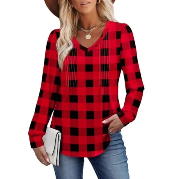 Alaroo Women's Christmas Plaid Tops - Fall Winter Chic