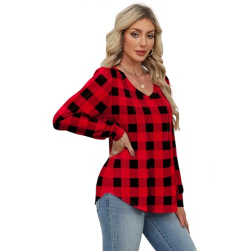 Alaroo Women's Christmas Plaid Tops - Fall Winter Chic