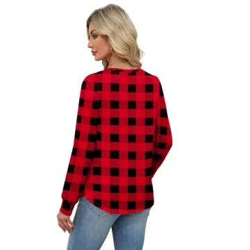 Alaroo Women's Christmas Plaid Tops - Fall Winter Chic