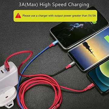 3Pack 5Ft Multiple Charging Cable 3-in-1 Braided Multi Charger Cord Fast Charging Cable Multi Charger Cable for Type C/Micro USB Port for Cell Phones/iPhone 16 15 14 13/ Samsung/PS/Tablets & More