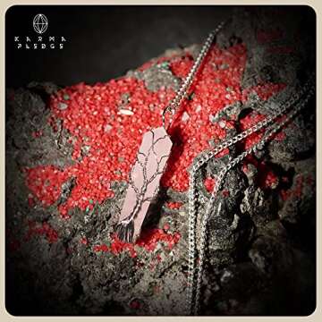 Healing Crystal Necklace for Women, Rose Quartz 7 Chakra Crystal Pendant for Positive Energy, Reiki Healing, Mediation, Protection, Spiritual Gifts for Womens, Mom, Girlfriend (Double Point).