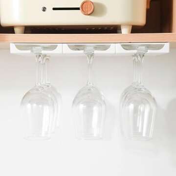 AQJUNONG Under Cabinet Wine Glass Rack - 2 Pack