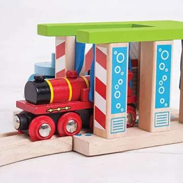 Bigjigs Wooden Train Washer Toy - Fun for Kids 3-5