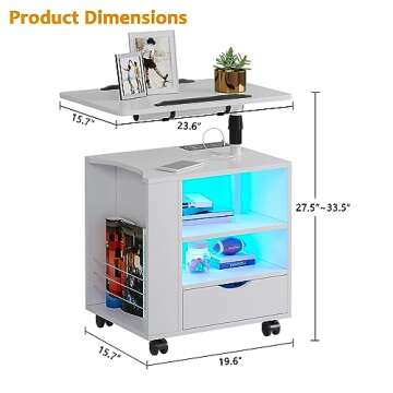 SKKTKT Auto LED Nightstand with 3-Color Light & Charging Station