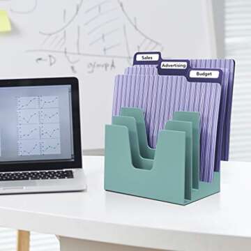 Acrimet 5 Section Incline File Sorter Organizer, Mail, Folder, Letter Desk Organizer, Rack for Offic...