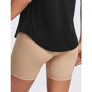 CRZ YOGA Pima Cotton Womens Short Sleeve Shirt Loose Casual Yoga T-Shirt Athletic Workout Tee Top Black Large