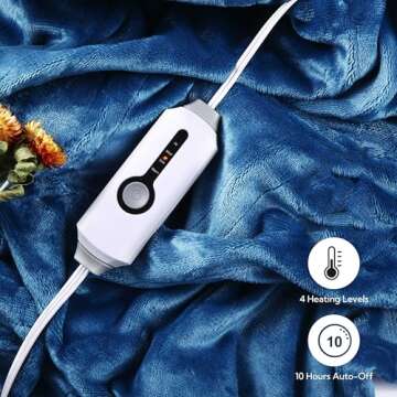 SUNNY HEAT Electric Blanket Full Size 72"x84" - Warm Flannel Heated Blanket with 4 Heating Levels & 10 Auto Off, Winter Comfort Aid Bedding, Teal