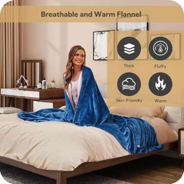 SUNNY HEAT Electric Blanket Full Size 72"x84" - Warm Flannel Heated Blanket with 4 Heating Levels & 10 Auto Off, Winter Comfort Aid Bedding, Teal
