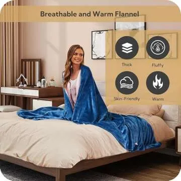 SUNNY HEAT Electric Blanket Soft Flannel 72"x84" with Heating Levels