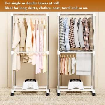 Clothes Dryer, Portable Drying Machine with Timer, 60inch Laundry Drying Wardrobe with Large Capacity, Electric Dryer/Rack for Home | Appartments (Blue GH8)