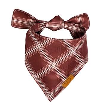 Remy+Roo Fall Dog Bandanas 4 Pack - Amber Set, Premium Durable Polyester Fabric, Patented Curved Design, Adjustable Fit for Small, Large, and XL Dogs, Trendy Patterns, Dog Fall Bandanas (Small)