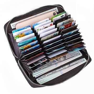 Buvelife Credit Card Wallet - Stylish Leather RFID Wallet with Zipper