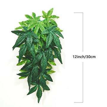 Reptile Plants,2 Pieces Hanging Silk Terrarium Plant with Suction Cup for Bearded Dragons Lizards Geckos Snake Pets Tank Habitat Decorations for Reptile Terrariums Pet Supply (Green)