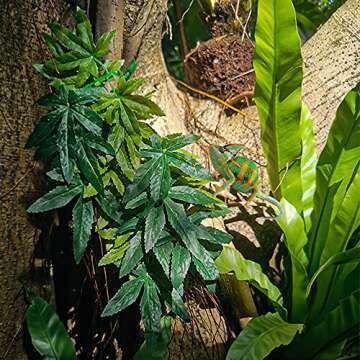 Reptile Plants,2 Pieces Hanging Silk Terrarium Plant with Suction Cup for Bearded Dragons Lizards Geckos Snake Pets Tank Habitat Decorations for Reptile Terrariums Pet Supply (Green)