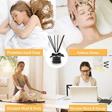 NEVAEHEART Diffuser Set,Jasmine & Mint Diffuser Gifts for Women,3.4oz(100ml) Diffuser with Sticks, Home Fragrance Diffuser for Living Room, Office & Bathroom Shelf