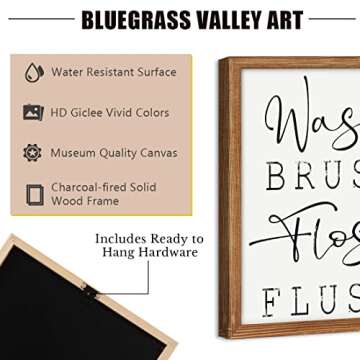 Bluegrass Valley Funny Bathroom Signs - Wash Brush Floss Flush Canvas Art