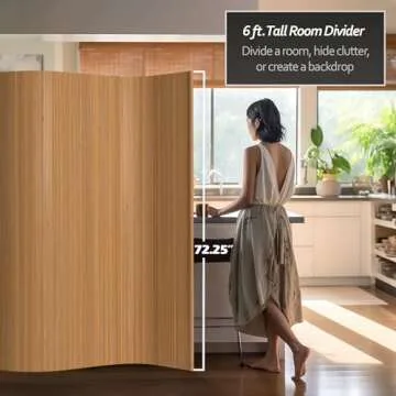 Bamboo Wave Screen - Stylish 6 ft Room Divider for All