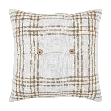 VHC Brands Plaid Pillow Wheat Style for Home Decor