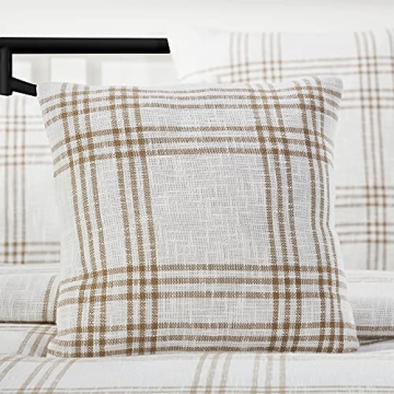 VHC Brands Plaid Pillow Wheat Style for Home Decor