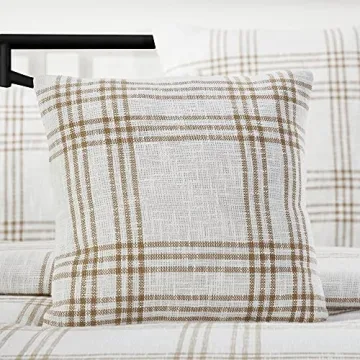 VHC Brands Plaid Pillow Wheat Style for Home Decor